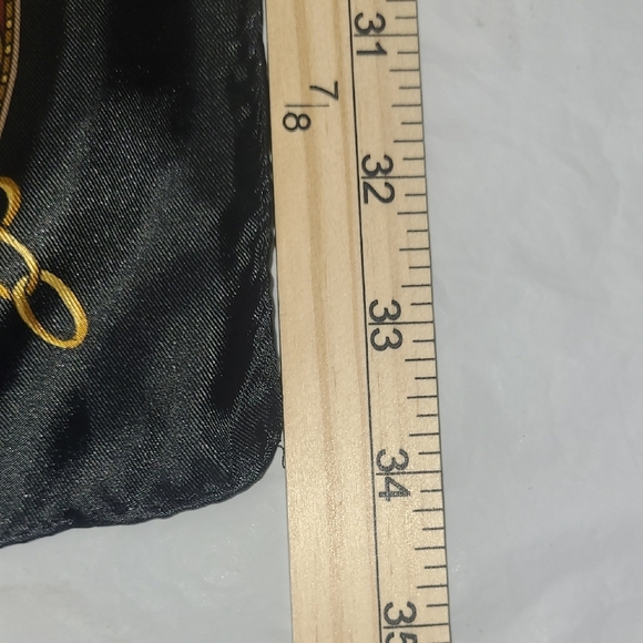 Elegant Gold Black Trim Scarf Featuring Fancy Equestrian Head Dress Square 34" - Picture 2 of 7